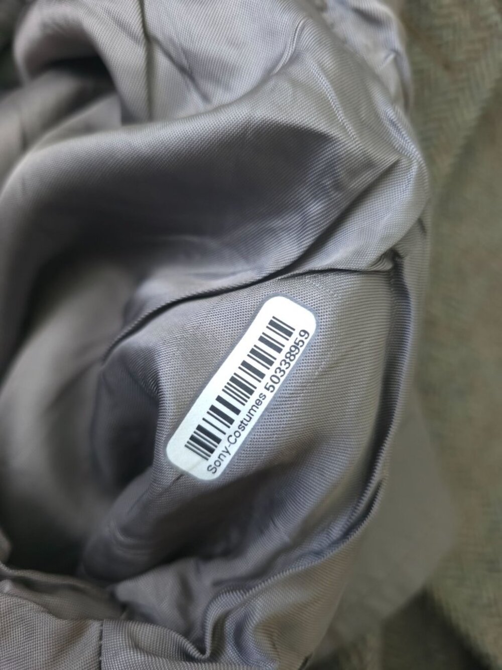 Vintage Sony Studios Wardrobe x STANLEY Gray Herringbone Wool Overcoat Sz 40 - Picture 10 of 11